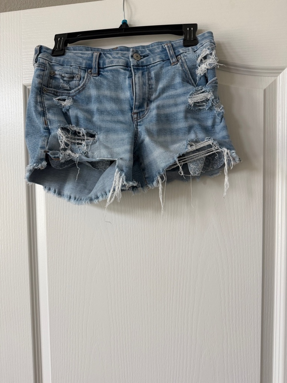 American Eagle Outfitters Light Blue Distressed Denim Cutoff Shorts